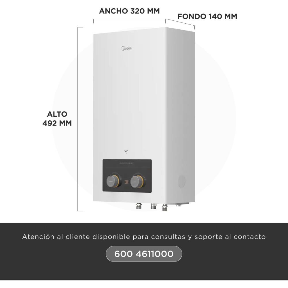 Calefont Midea MGWH5-10MDNCLW-GL / Tiro Natural / Gas Licuado  / 5 Litros image number 1.0