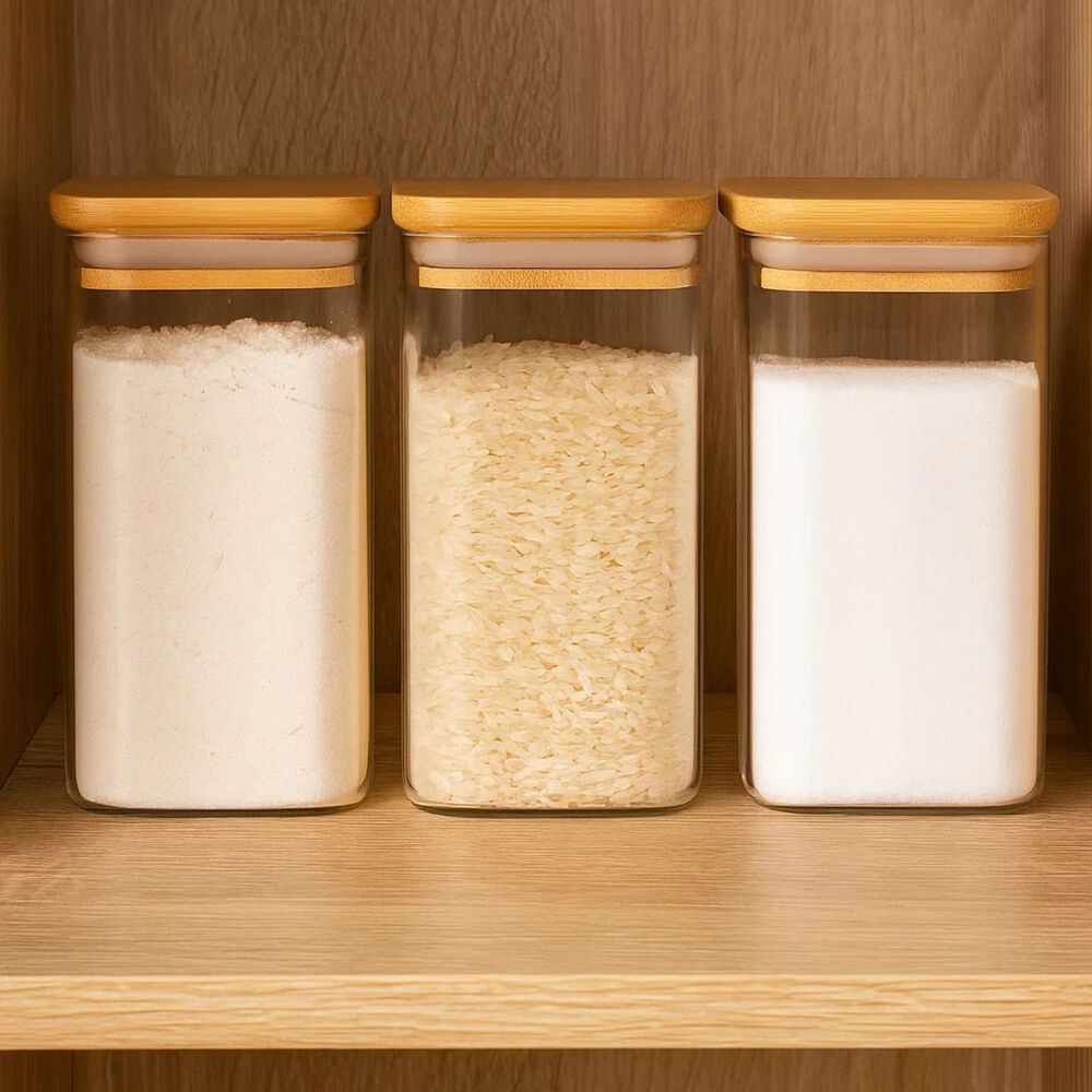 Frasco Hermetico Recipiente 600ml Vidrio Cuadrado 12cm Bamb&uacute; image number 4.0