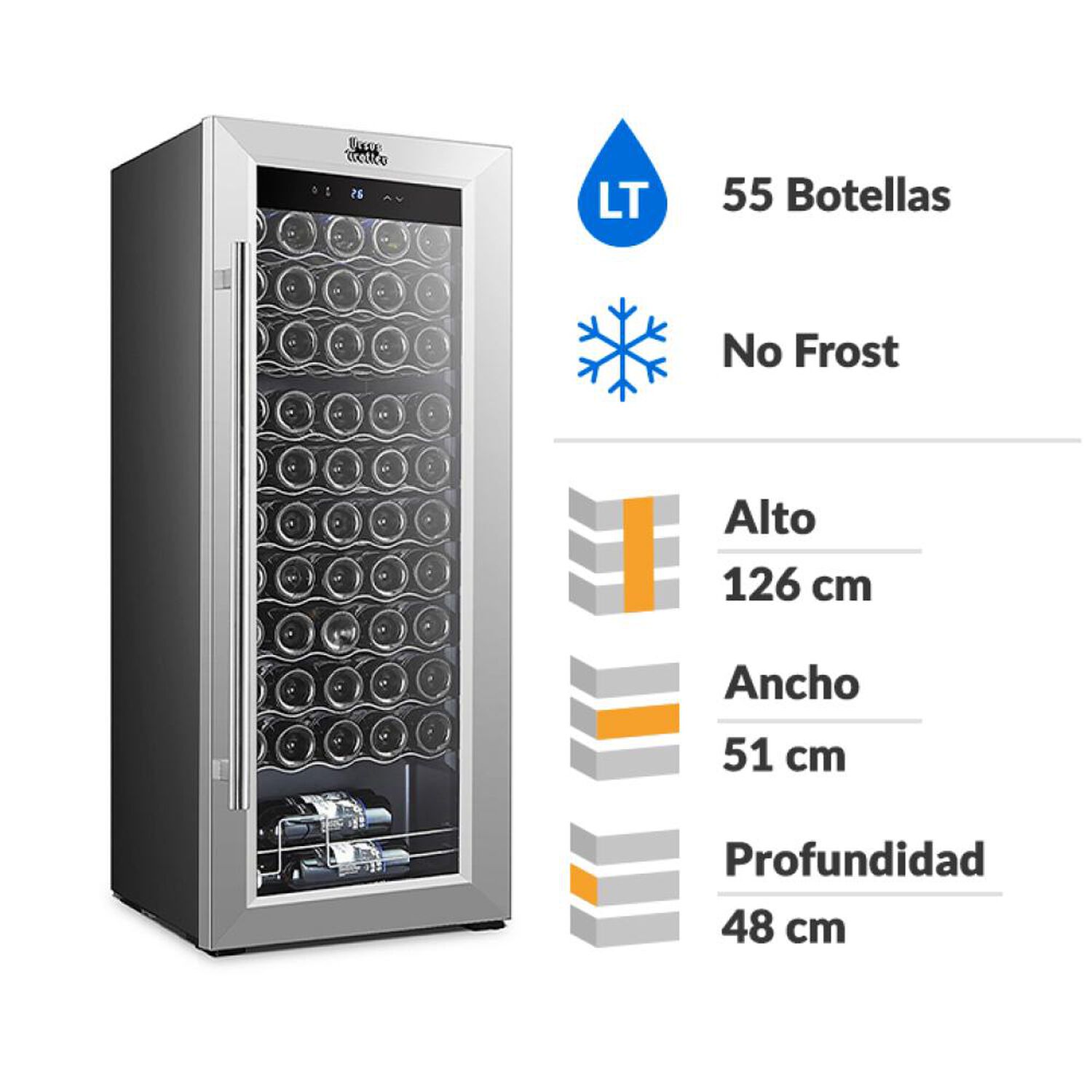 Cava De Vinos Ursus Trotter Ut W-160 Inox. / No Frost / 55 Botellas image number 1.0