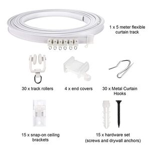 Riel Cortina Techo 5m 30 Poleas 15 Soportes Garantía 3 Meses