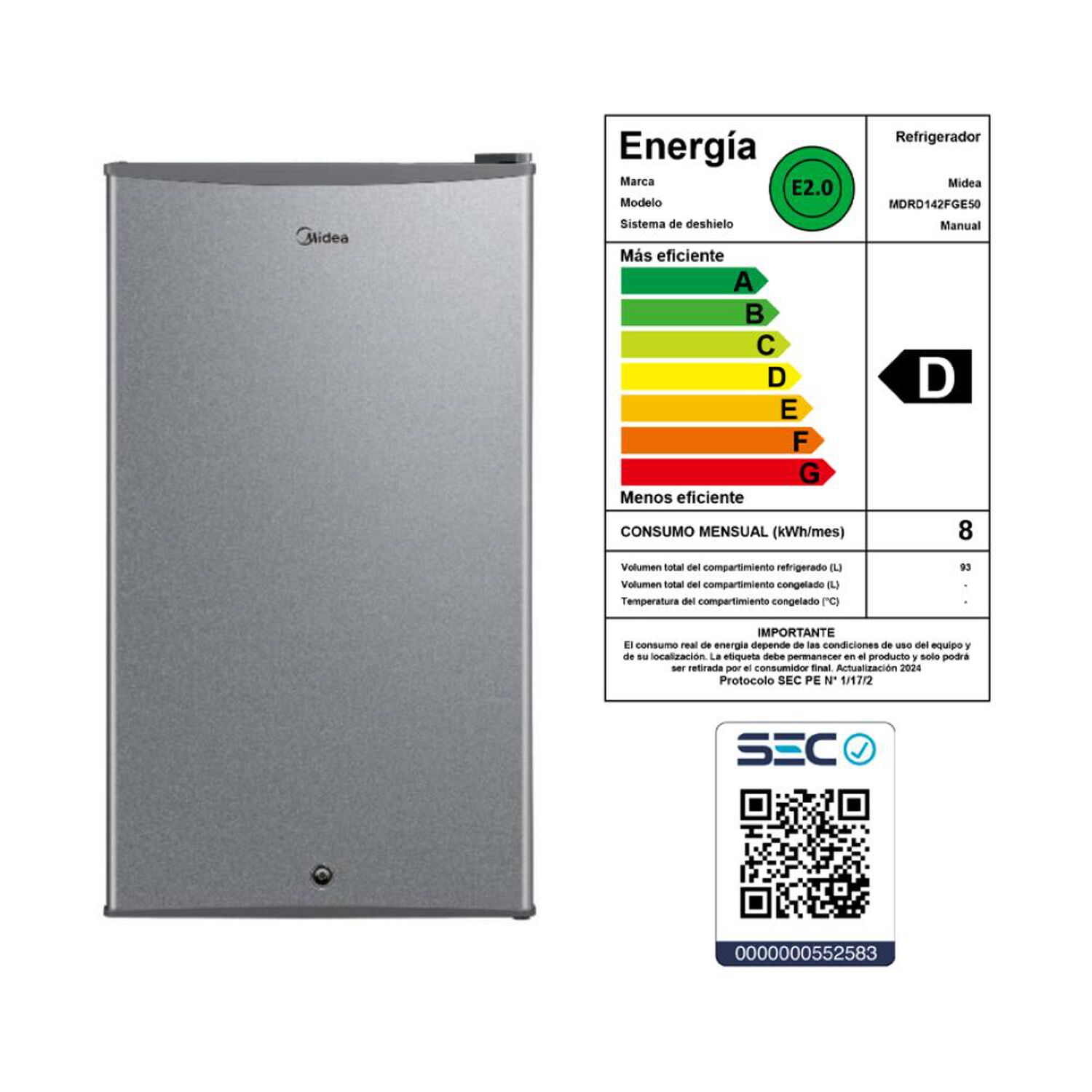 Frigobar Midea MDRD142FGE50 / Fr&iacute;o Directo / 93 Litros / D image number 5.0