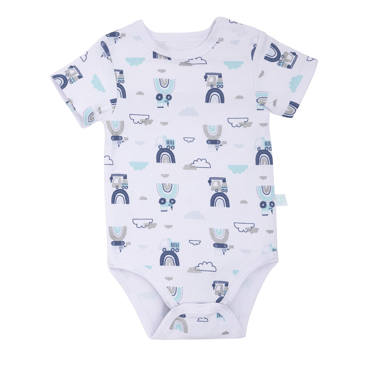 Set 2 Bodys Manga Corta Gris Transportes Ni&ntilde;o 3-6 Meses image number 3.0