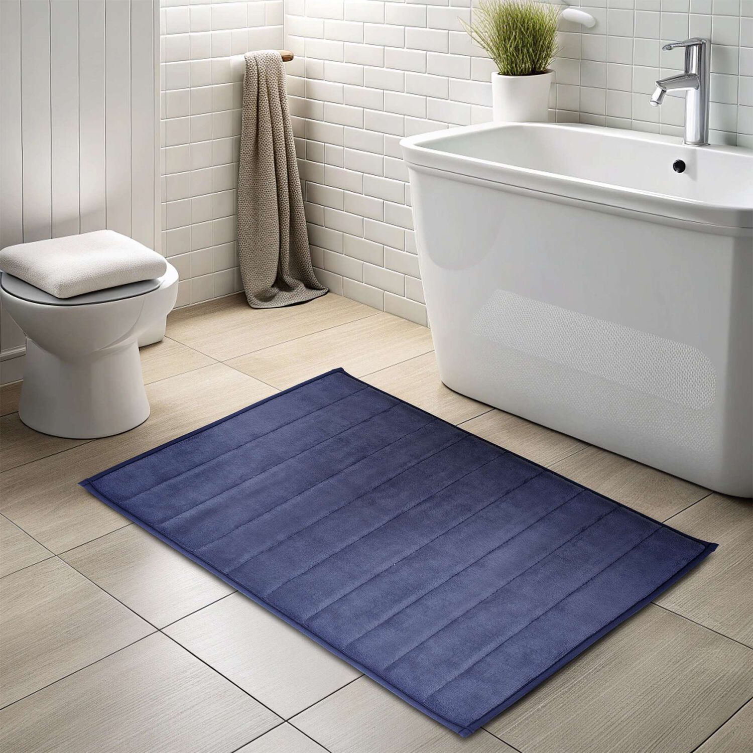 Alfombra De Ba&ntilde;o Nautica Home 50x80cm Coralina Ultra Suave Azul image number 1.0