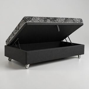 Cama Baul 1 Plaza L190 Cm + Colchon Modelo Ideal / Con Ruedas Pyton (negro)