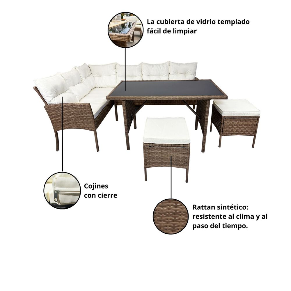 Juego Living Comedor Terraza Alma Caramelo 8 Personas image number 6.0