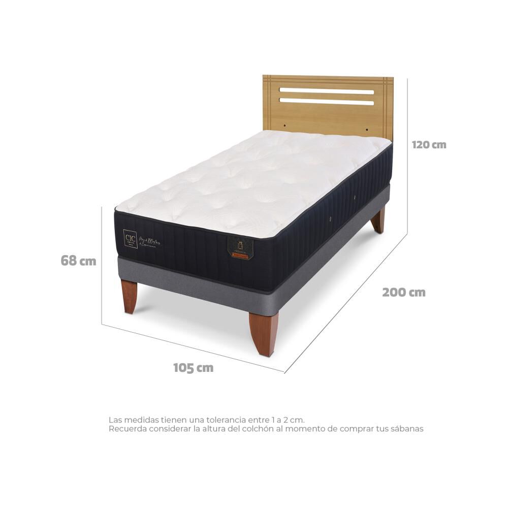 Cama Europea Cic Linea Premium / 1.5 Plazas / Base Normal + Respaldo image number 4.0