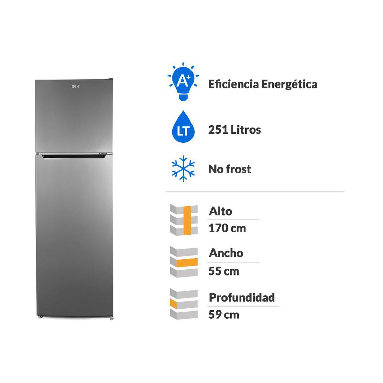 Refrigerador Top Freezer BGH BRVT265 / No Frost / 251 Litros image number 1.0