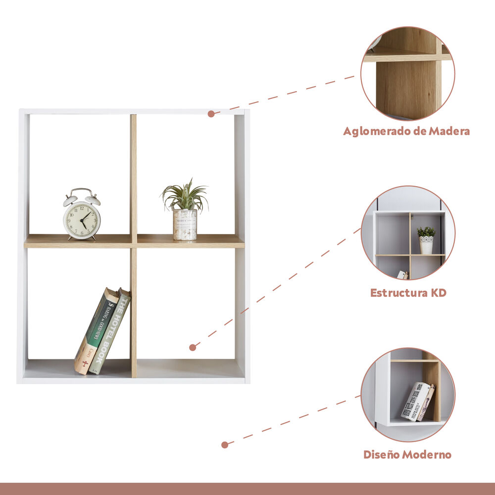Estante Librero Organizador 4 Espacios - Blanco image number 2.0