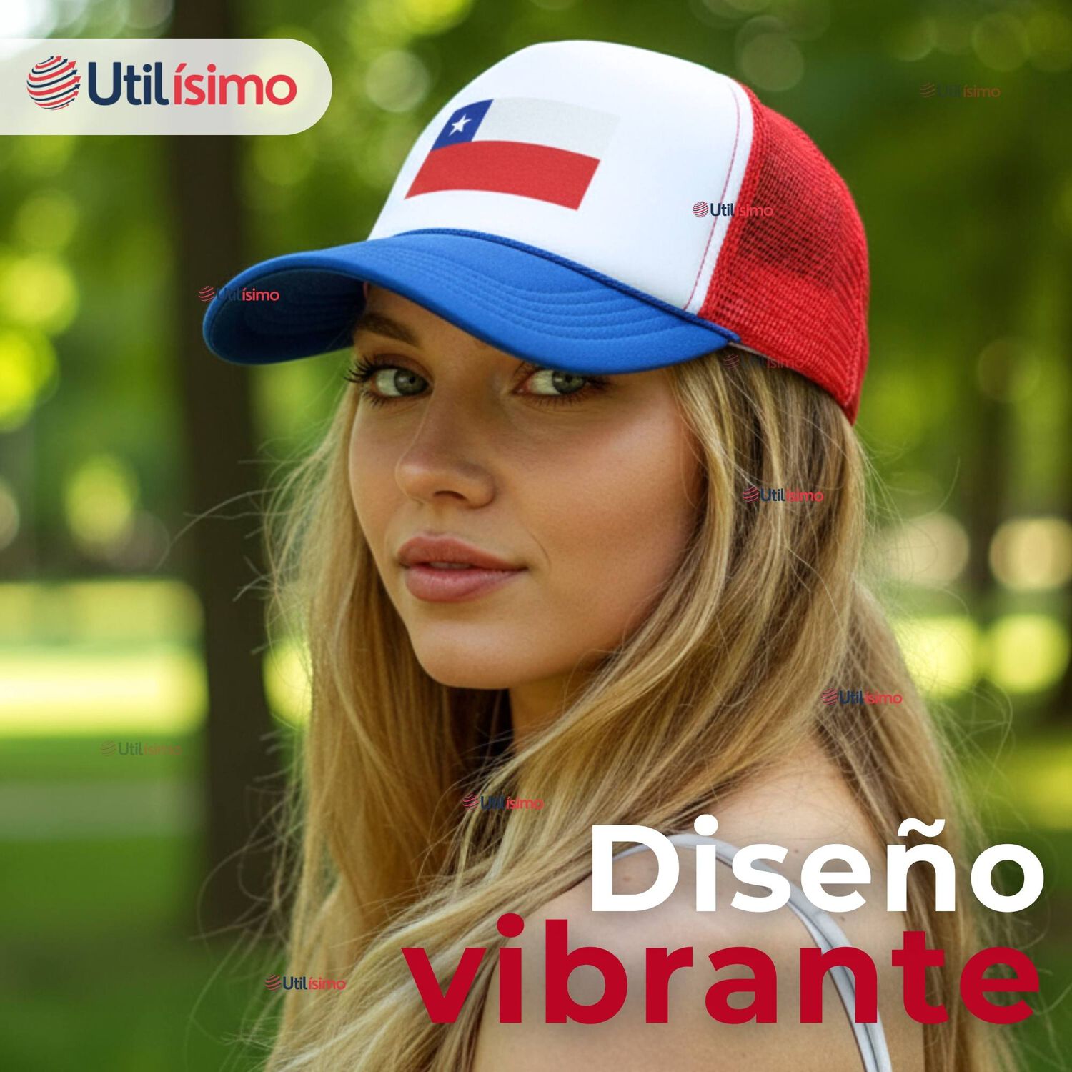 Gorro Jockey Talla &Uacute;nica Ajustable Malla Poli&eacute;ster Estampado Chileno image number 2.0