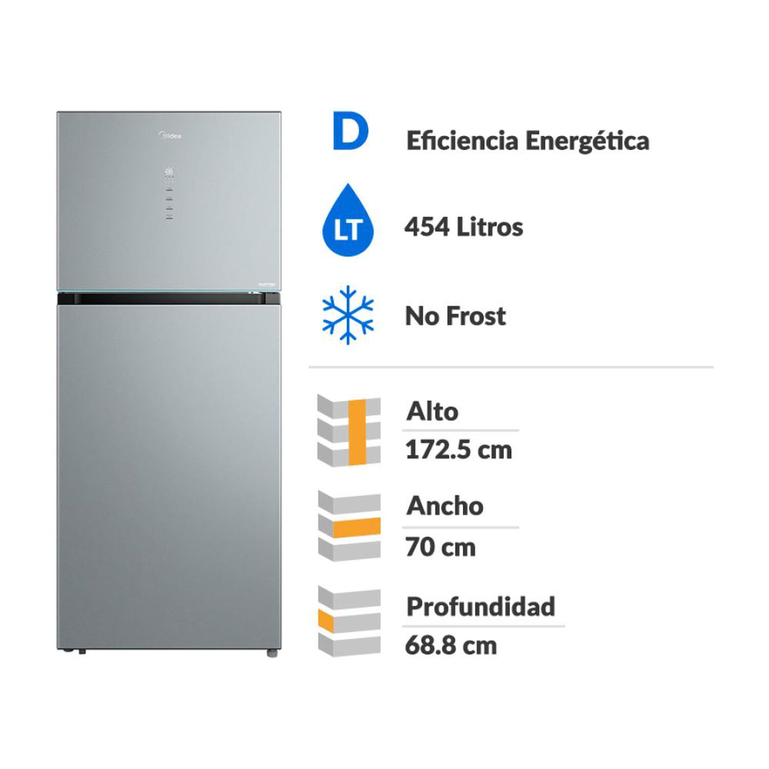 Refrigerador Top Freezer Midea Mdrt611eve50 / No Frost / 454 Litros / D image number 1.0