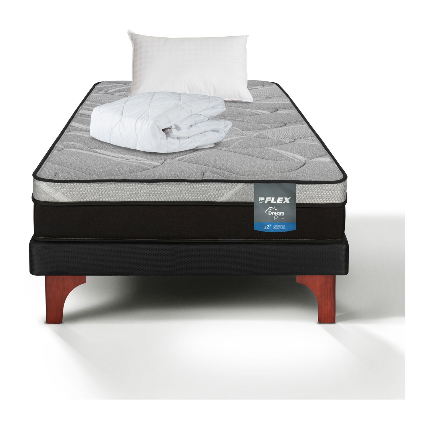 Cama Europea Flex Dream Pro / 1.5 Plazas + Almohada + Cubrecolch&oacute;n image number 0.0