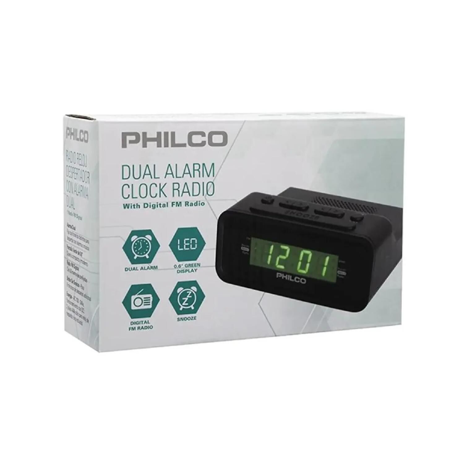 Radio Fm Reloj Digital Alarma Negro C1006g image number 3.0