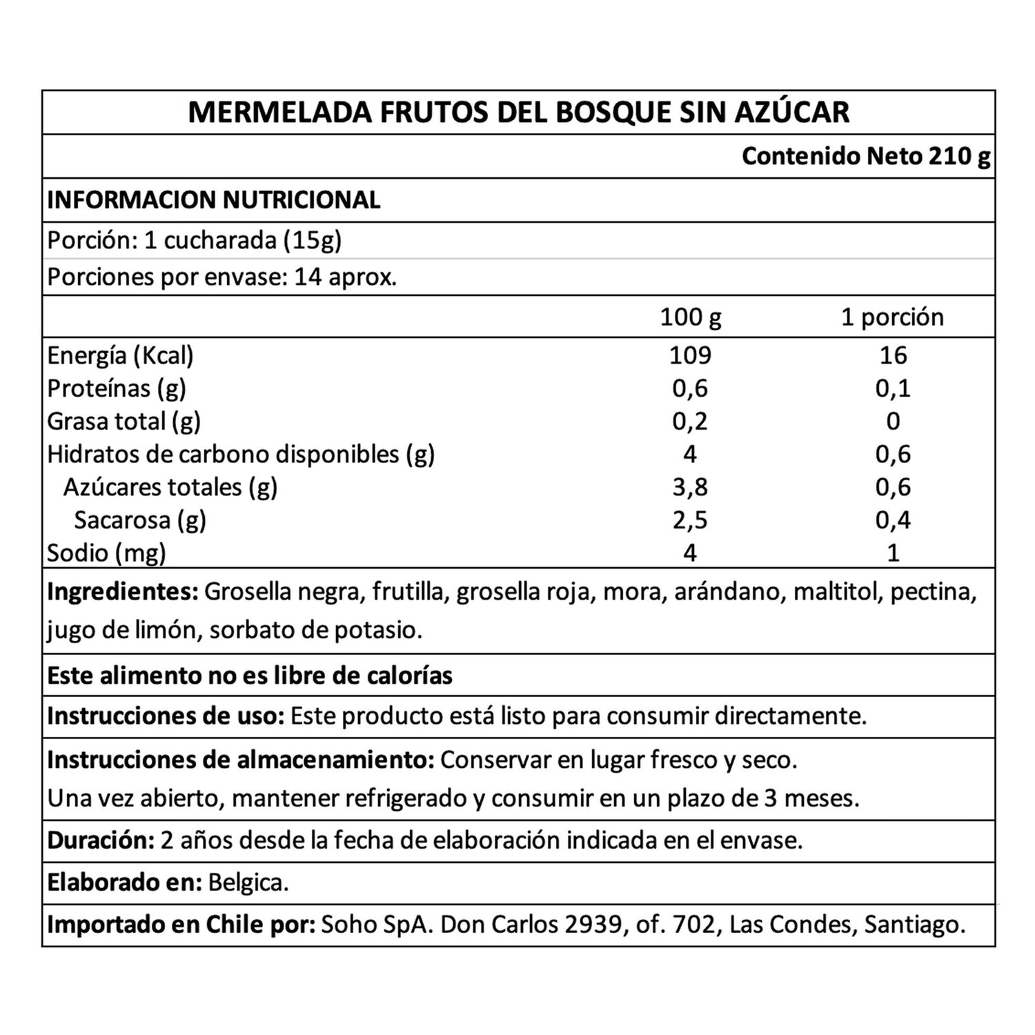 Mermelada Frutos Del Bosque Sin Az&uacute;car Belberry 1 X 210 Gr image number 4.0