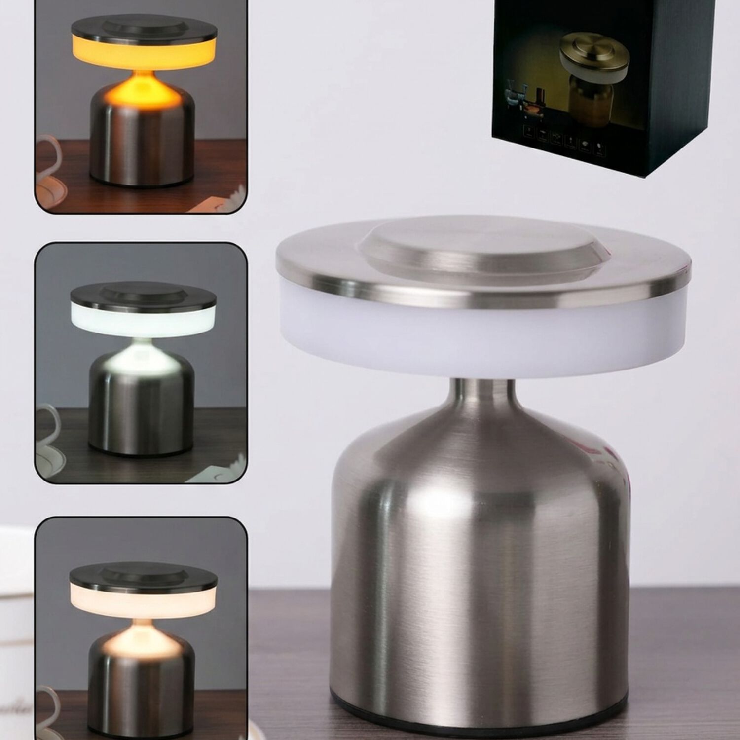 L&aacute;mpara De Mesa Recargable Led Pm2701 - Plateado image number 2.0