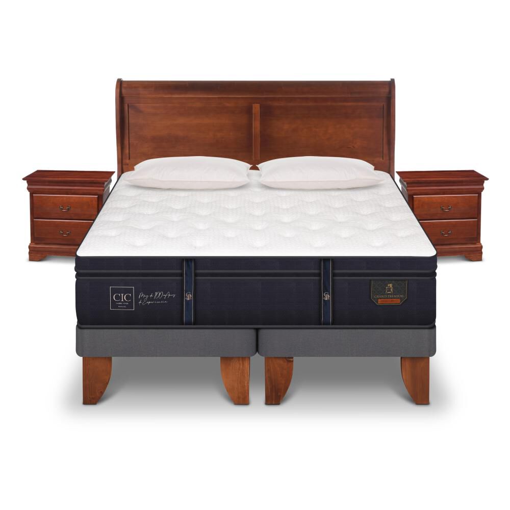 Cama Europea Cic Grand Premium / 2 Plazas / Base Dividida + Set De Maderas + Almohada image number 0.0