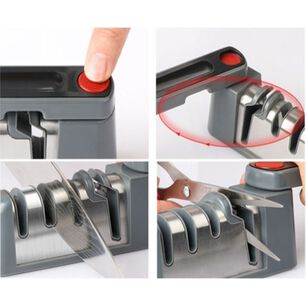 Afilador Manual De Cuchillos 4 Etapas Eficaz Gris