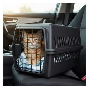 Jaula De Transporte Para Perros Gatos Caja Canil Pl&aacute;stico Negro