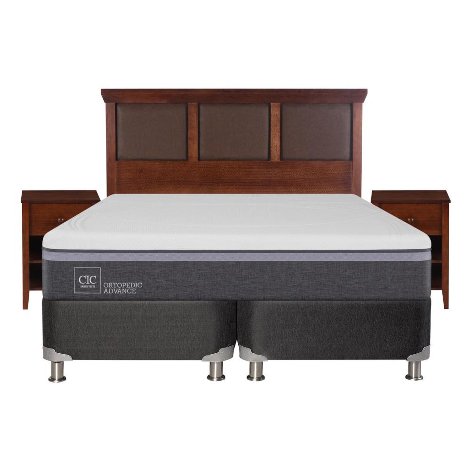 Box Spring Cic Ortopedic / 2 Plazas / Base Dividida + Set De Maderas image number 0.0