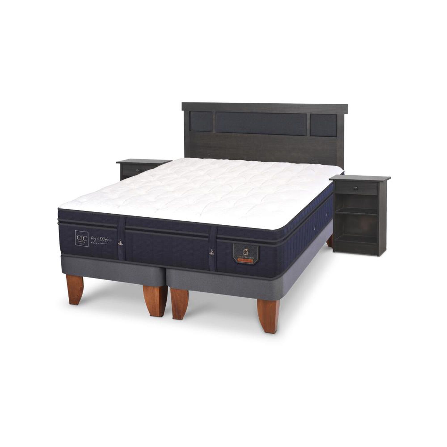 Cama Europea Cic Super Premium / King / Base Dividida + Set De Maderas image number 3.0