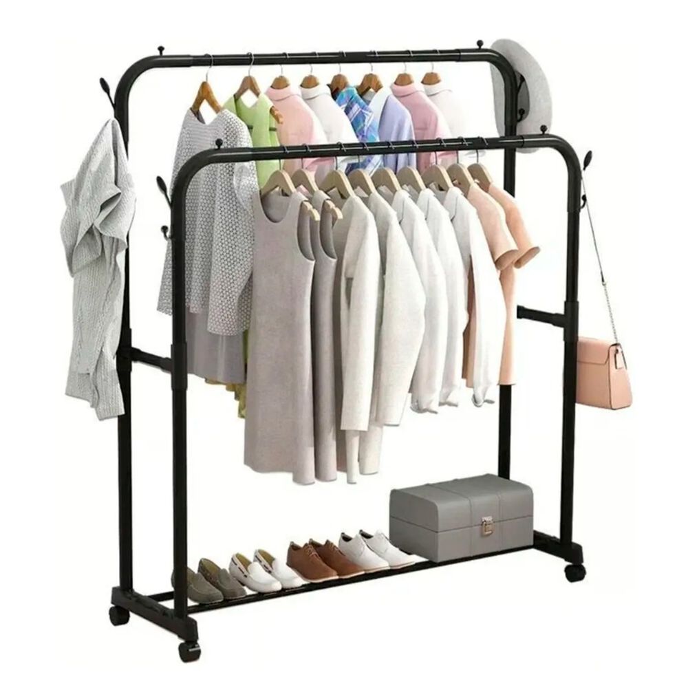 Perchero Rack Rodante Colgar Ropa 2 Niveles Negro image number 0.0