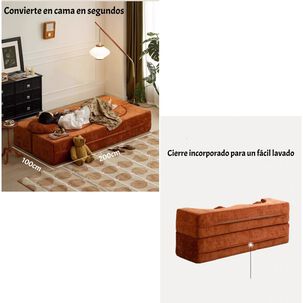 Sillon Sofa Cama Comprimido Combinable 200cm K25 Caf&eacute;