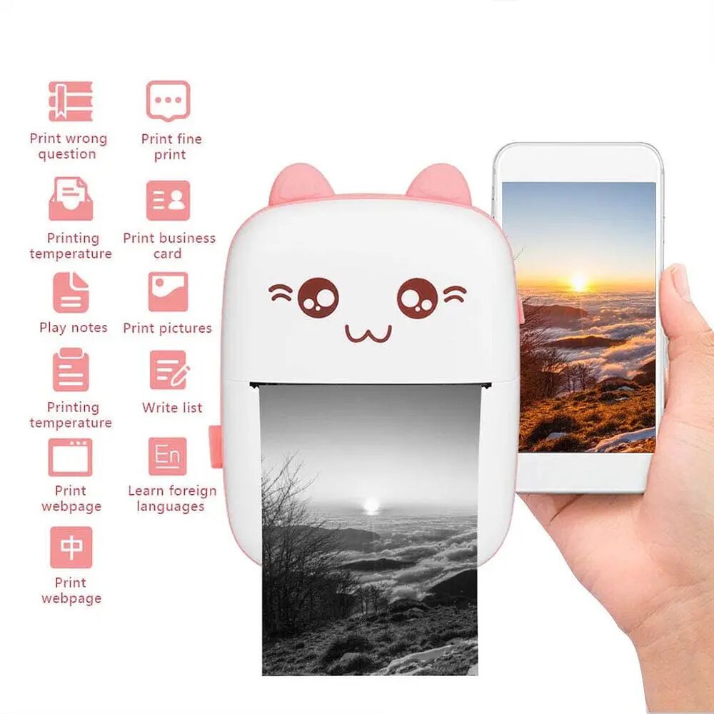 Mini Impresora Térmica Portátil Bluetooth Gatito + 1 Rollo image number 2.0