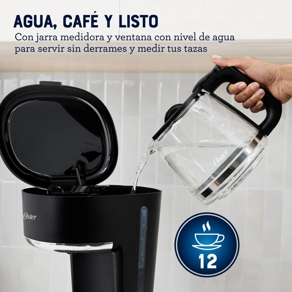 Oster Cafetera Programable Capacidad 12 Tazas Bvstdcp121b Con Filtro Reutilizable image number 8.0