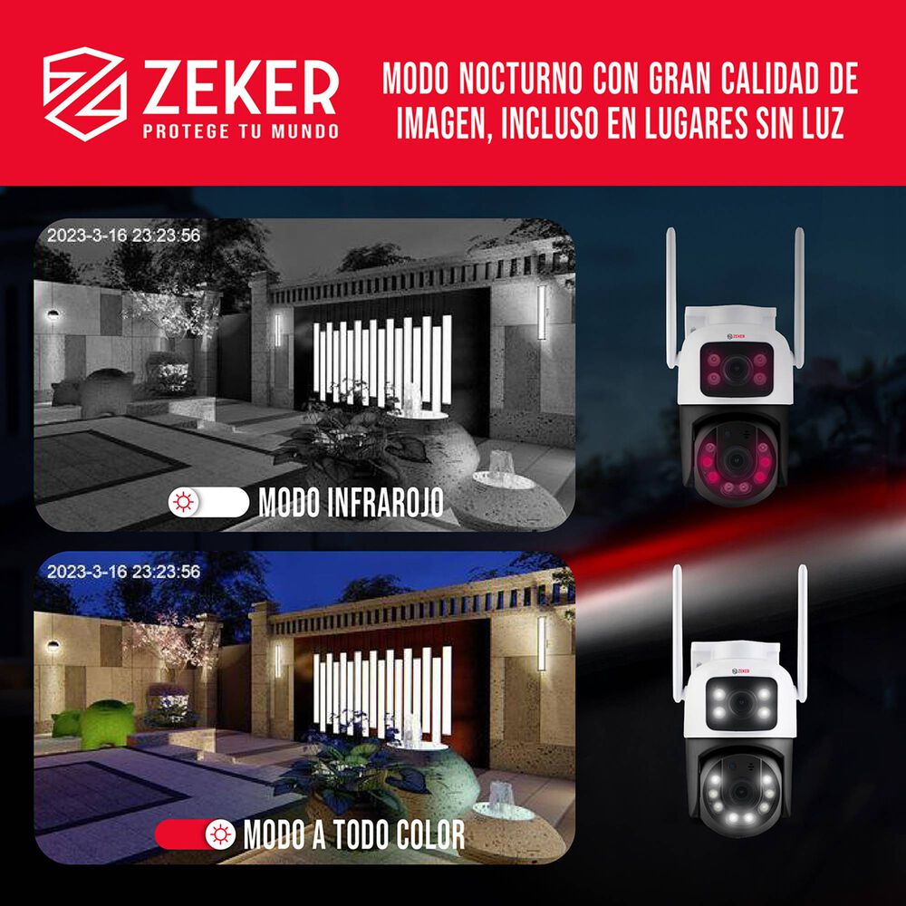 Pack X2 C&aacute;mara De Seguridad 2.4g Zeker Doble 4mp Impermeable image number 6.0