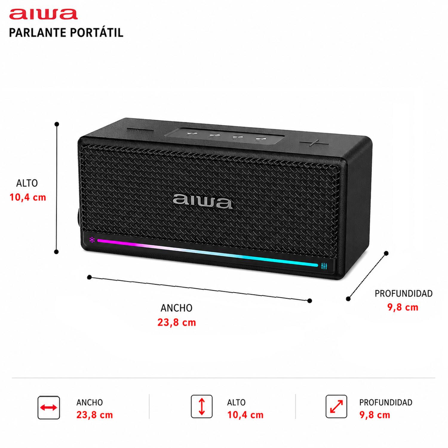 Parlante Inal&aacute;mbrico Bluetooth Vintage Port&aacute;til Con Funci&oacute;n Tws 40w Awq6 Negro image number 1.0