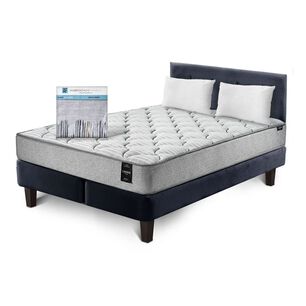 Combo Cama Cannon 2 Plazas Textil + Respaldo Tela Negro