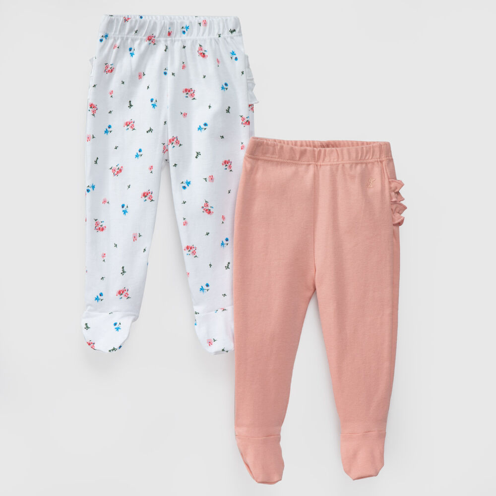 Pack Pantalones Blanco Rosa Flores Algodón Peruano image number 0.0