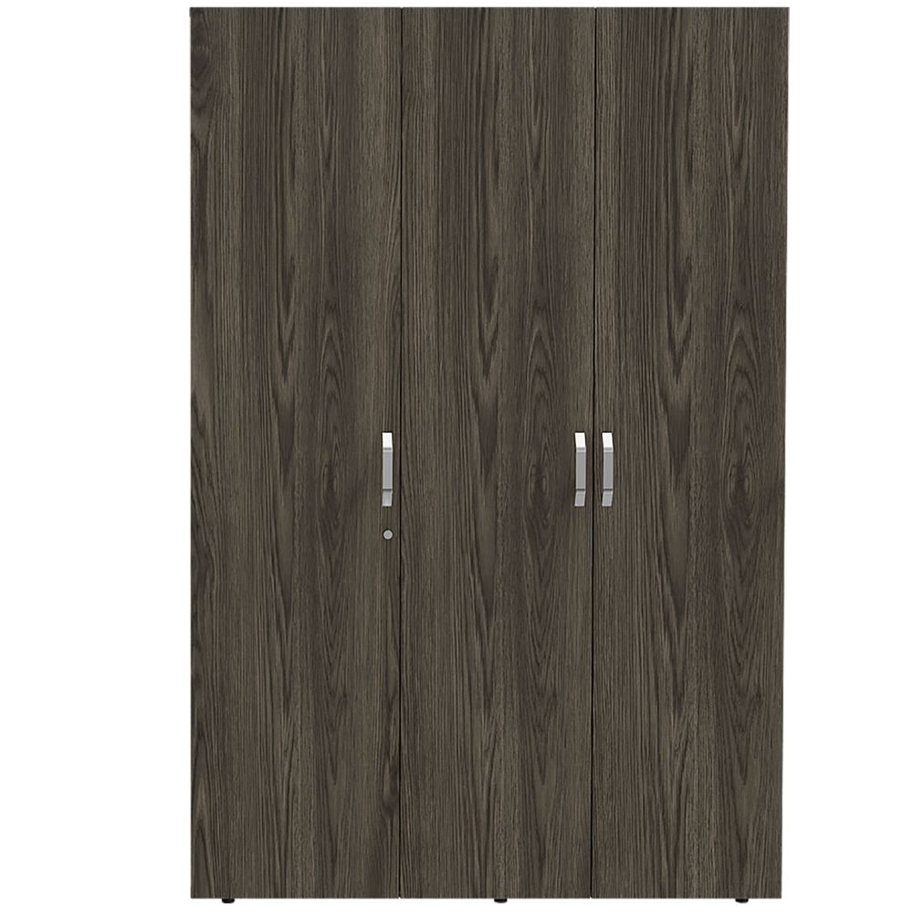 Closet 3 Puertas Con Colgador 181,9x120x47,3 Cm Café Y Blanco image number 3.0
