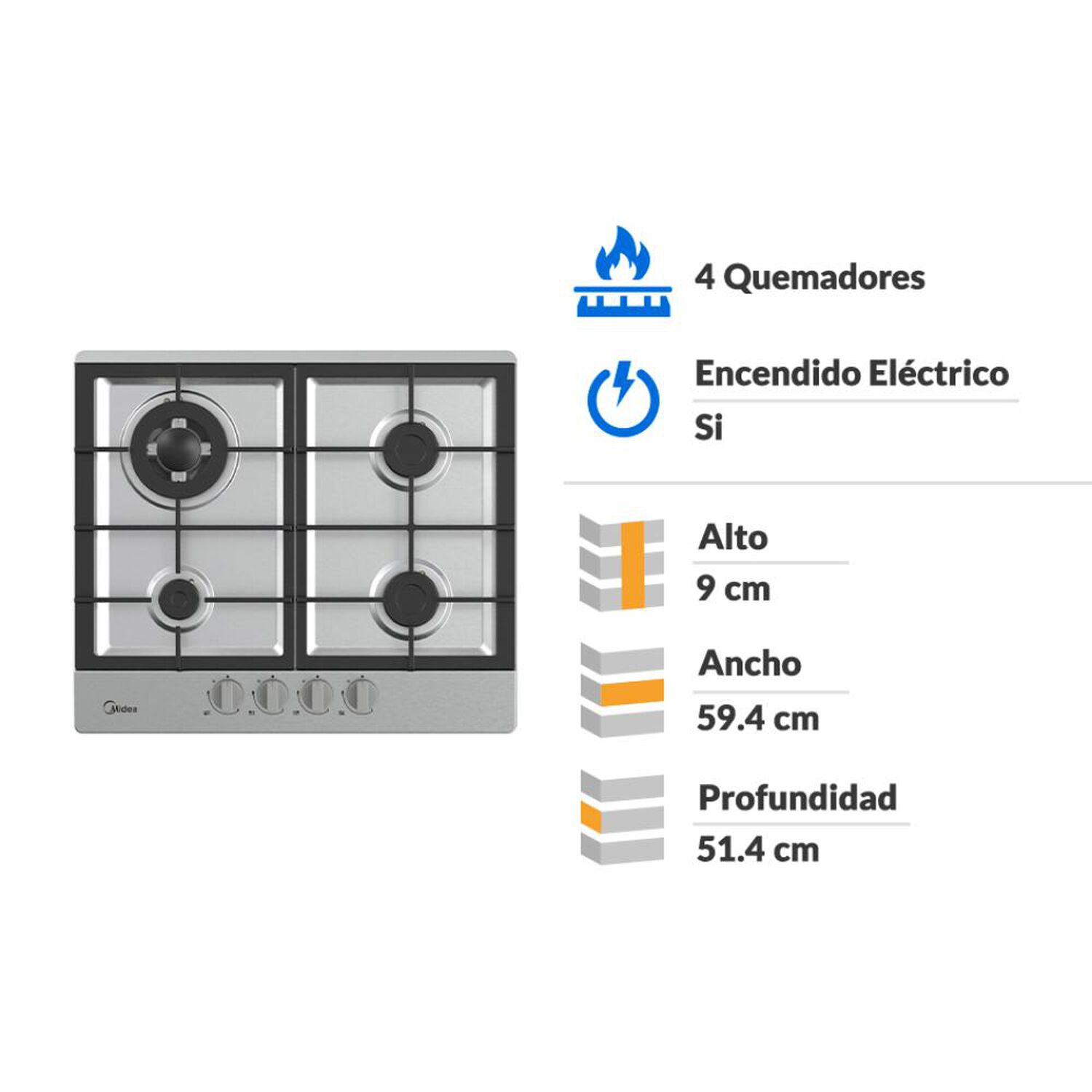 Encimera Midea MG60SK005 / 4 Quemadores image number 1.0