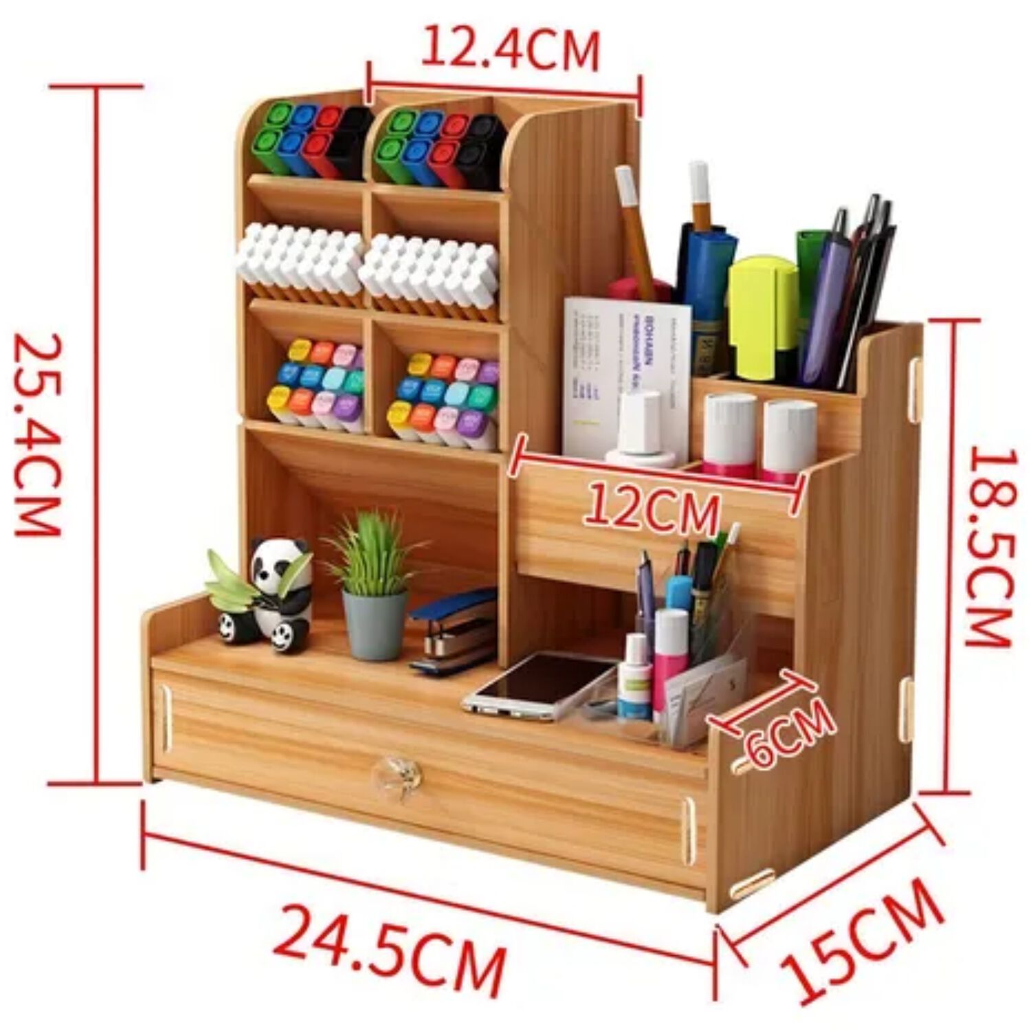 Organizador De Escritorio Madera Oficina Con Cajonera image number 0.0