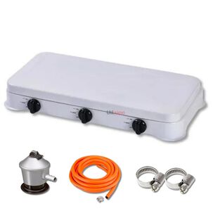 Cocina Encimera A Gas Licuado 3 Platos Blanca + Kit De Instalaci&oacute;n