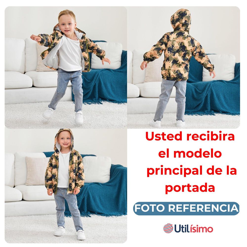 Cortaviento Impermeable Chaqueta Estampado Ni&ntilde;o Beb&eacute; Light Green Dinosaur image number 3.0