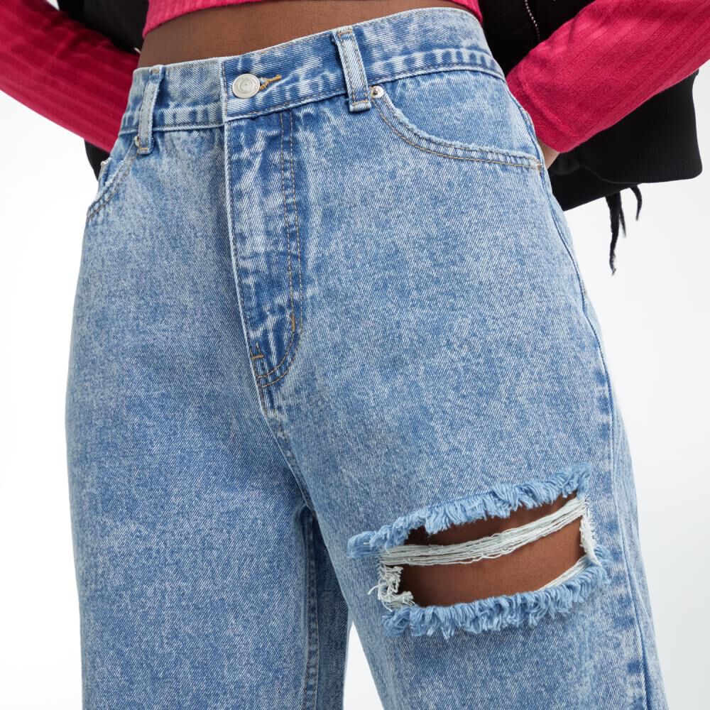 Jeans Roturas Tiro Medio Mom Mujer Rolly Go image number 4.0