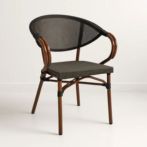 Silla Bistro Parisina Textileno Con Reposabrazos - Caf&eacute; Oscuro
