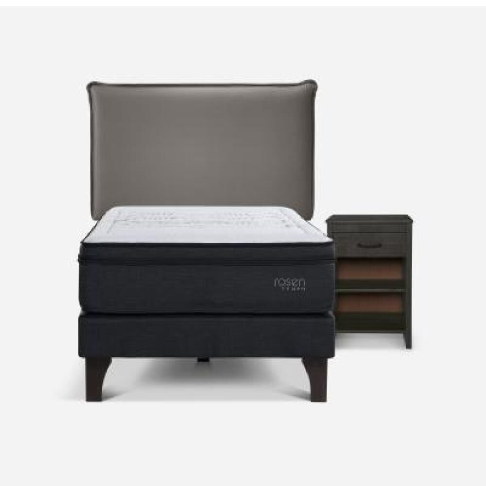 Cama Europea Rosen Tempo / 1.5 Plazas / Base Normal  + Set Maderas Maurice Gris image number 6.0