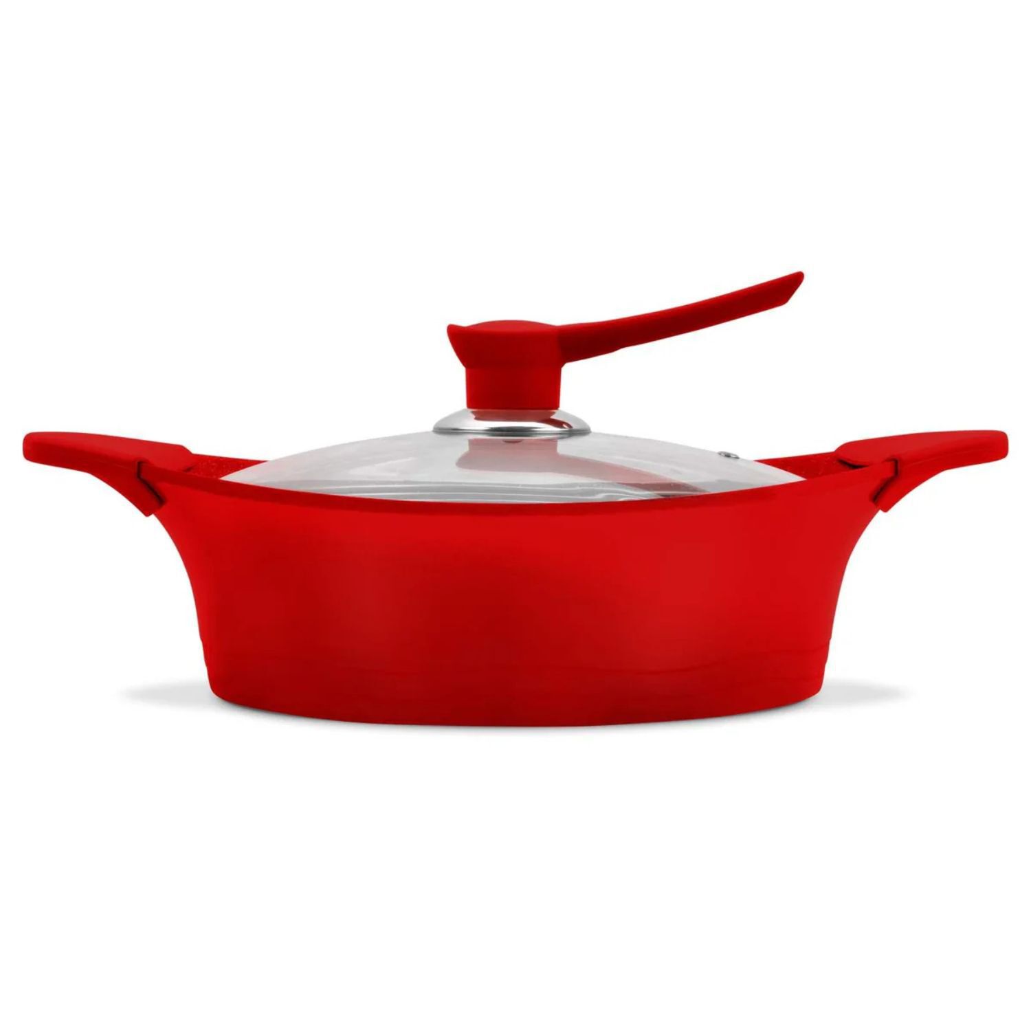 Guisera 28cm De Aluminio Fundido Bohlier Roja Tapa De Vidrio image number 0.0