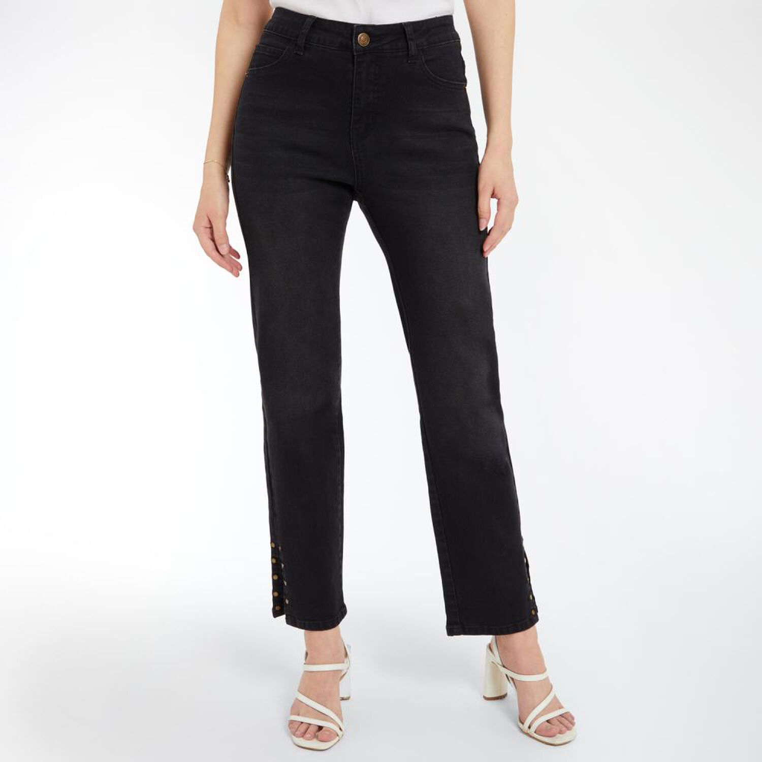 Jeans Fashion Con Tachas Tiro Medio Regular Mujer Geeps image number 0.0