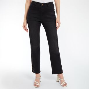 Jeans Fashion Con Tachas Tiro Medio Regular Mujer Geeps