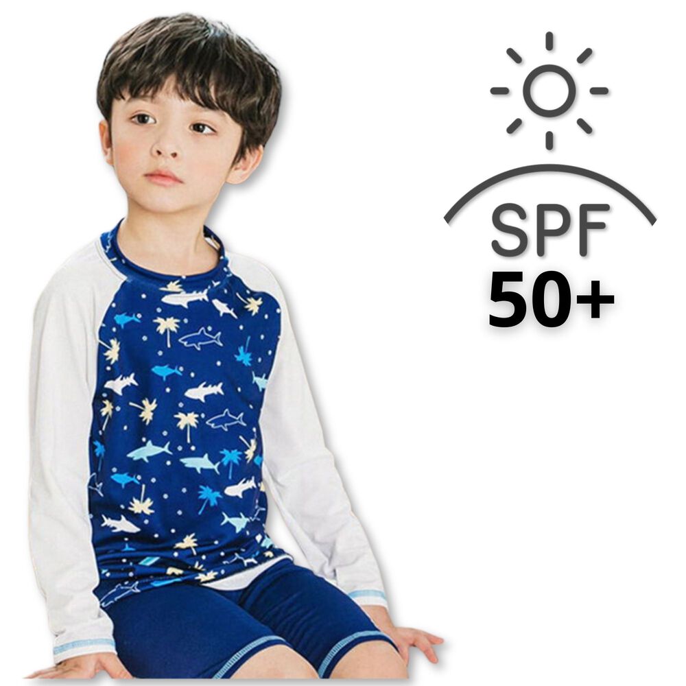 Traje De Ba&ntilde;o Spf Uv50+ 2 Piezas Manga Larga Ni&ntilde;o Fish Navy image number 3.0