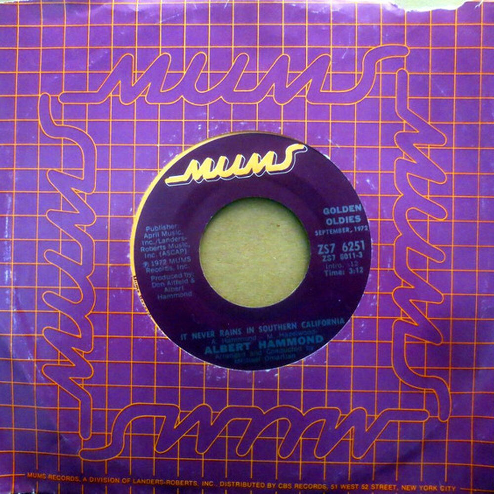 Albert Hammond - It Ever Rains In Southern California | 7" Single Vinilo Usado image number 0.0