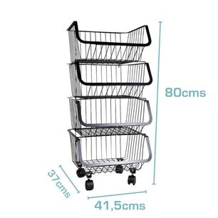 Organizador Multiusos Con Ruedas De 4 Canastos Negro