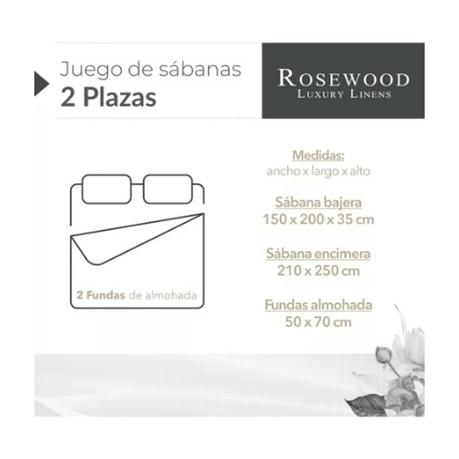 Sabanas 300 Hilos 100% Algod&oacute;n 2 Plazas image number 3.0