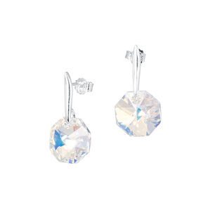 Aros Bruselas Plata Italiana 925 Y Cristal Genuin Aurora Boreal