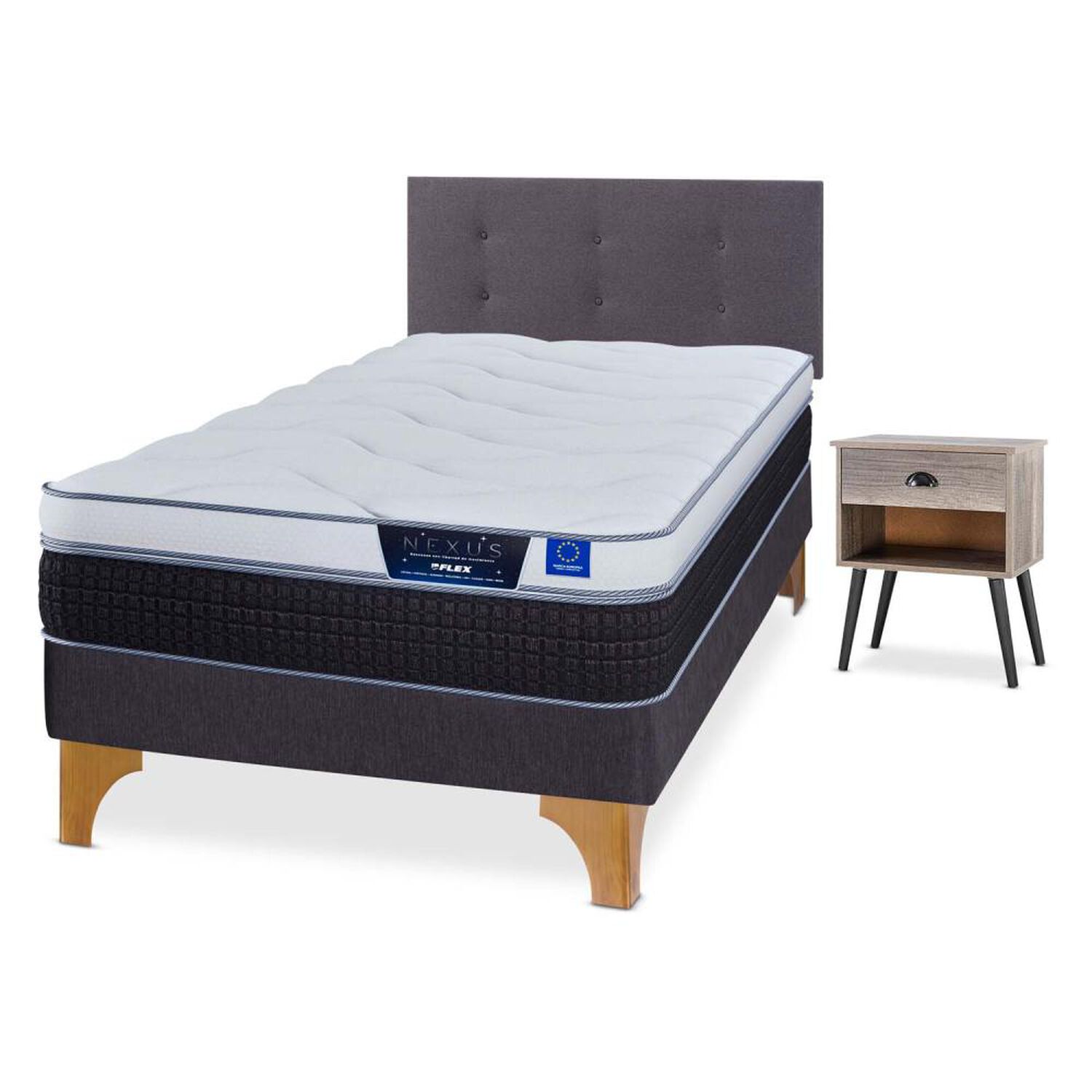 Cama Europea Flex Nexus / 1.5 Plazas / Base Normal + Set De Maderas image number 1.0