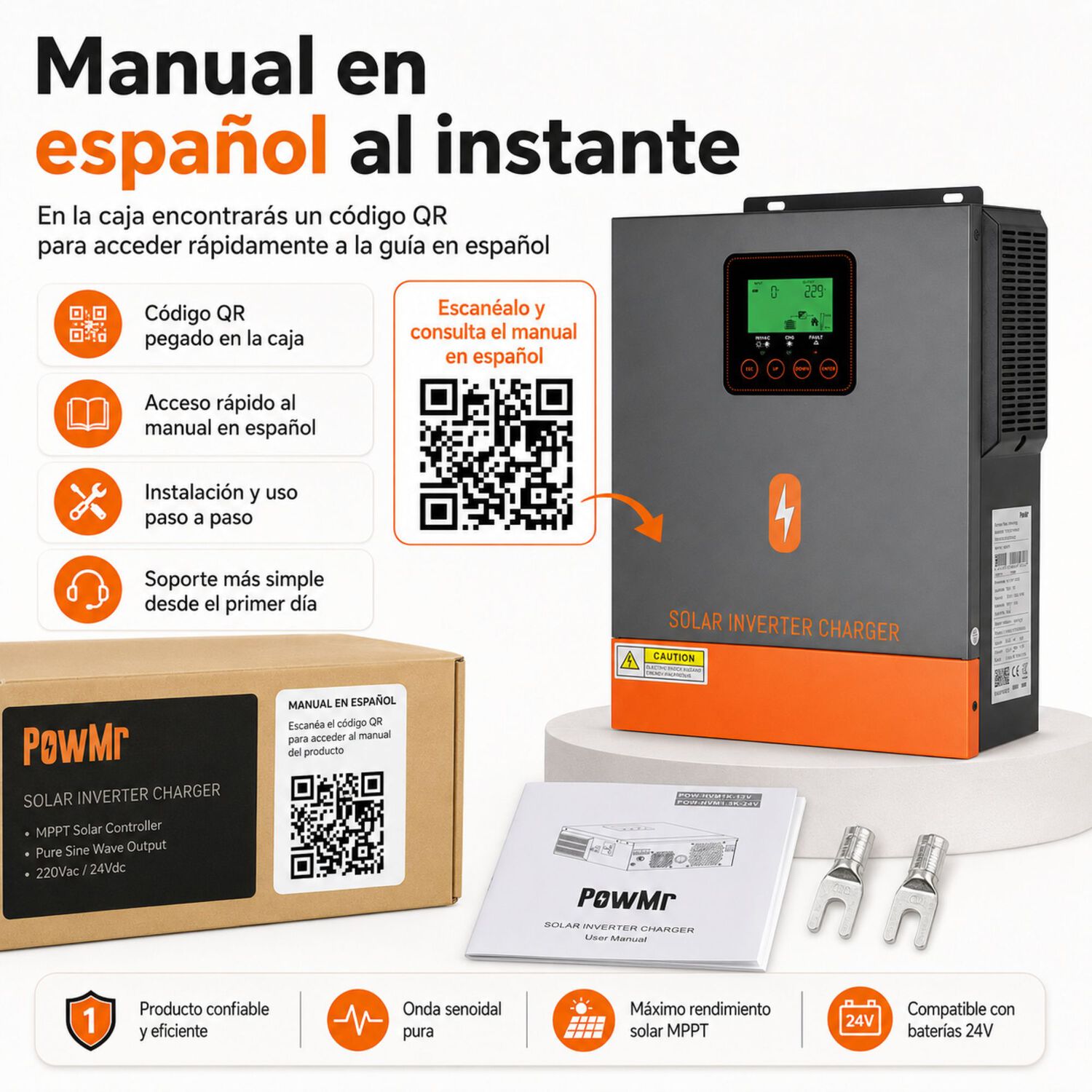 Inversor Solar H&iacute;brido Powmr 1500w 24v | Onda Senoidal Pura image number 9.0