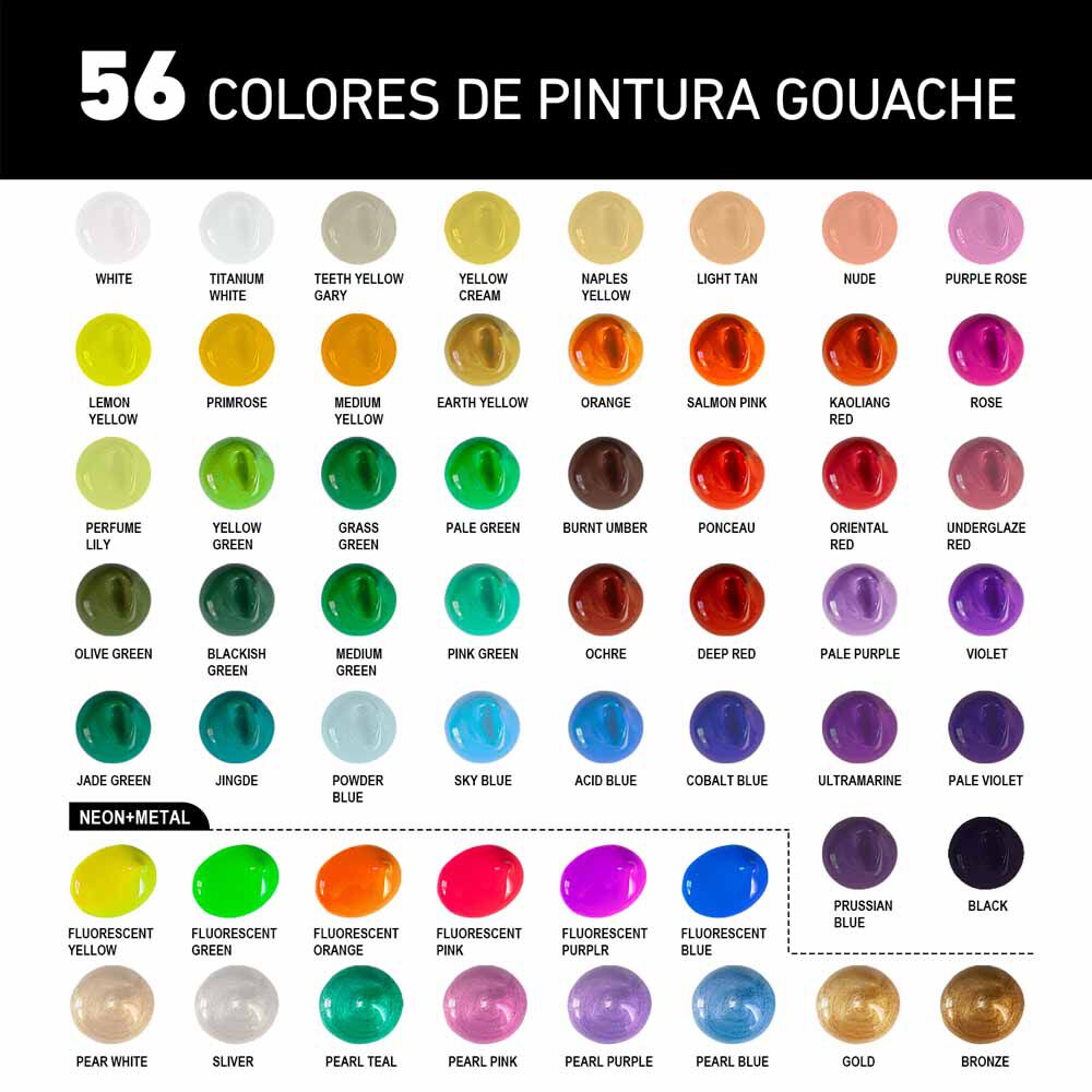 Set Himi Gouache 56 Colores / 30gr (estuche Blanco) image number 6.0